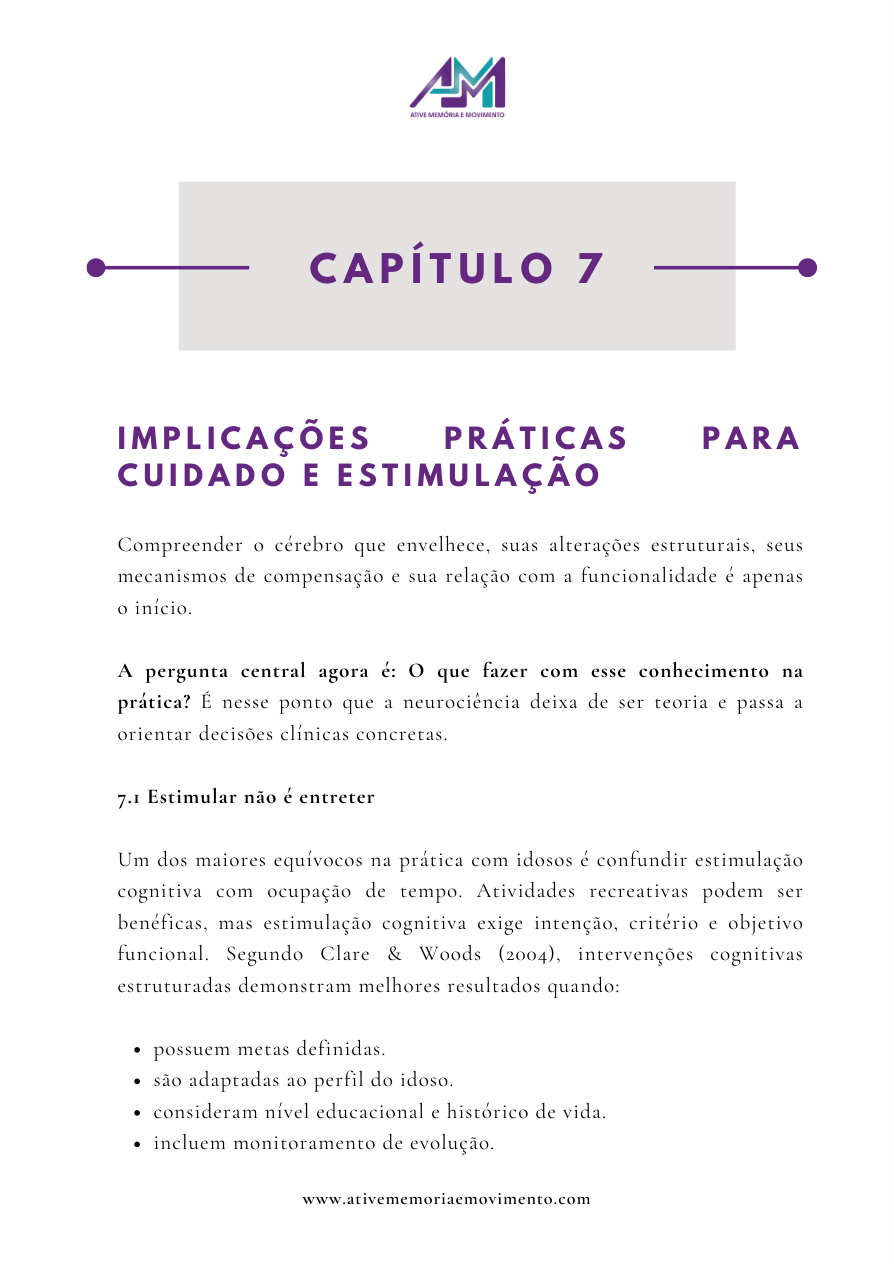Página real do e-book: Cuidado e estimulação na prática